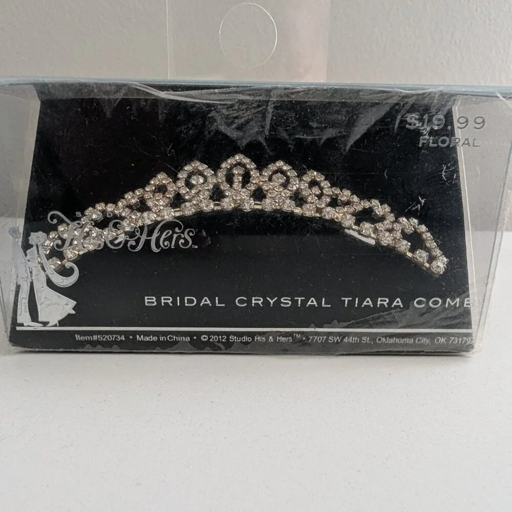 His & Hers Bridal Crystal Tiara Comb for Women or Flower Girl Floral NOS